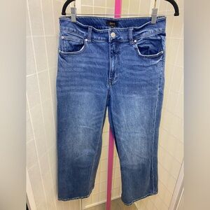 Quince Comfort Strech High Rise Cropped Wide Leg Jeans in Atlantic Blue